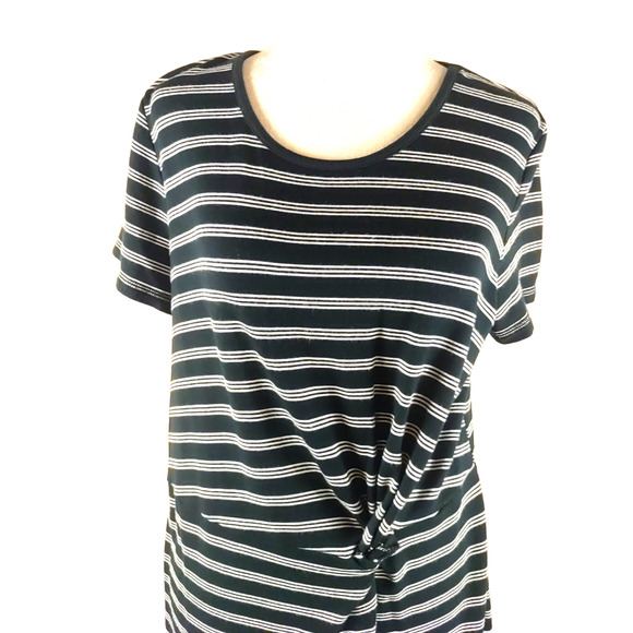 T By Talbot's Women's T Shirt Casual Twist Dress Size Medium Petite Blue White - Picture 9 of 9